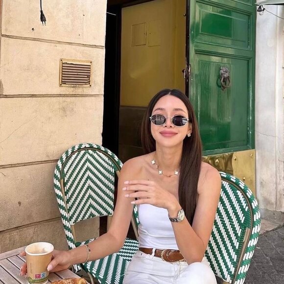 🕶️ New Prada PR65ZS ZVN70L Sunglasses Pale Gold Frame, Dark Green Lenses - Picture 3 of 14